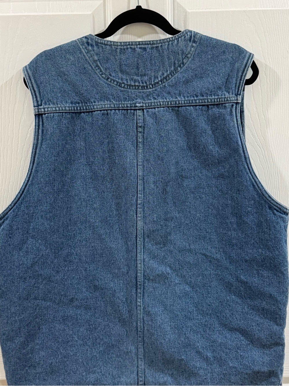 Vintage  Denim Utility Vest Full Zip Blue Jean Workwear Mens size L - Picture 2 of 6